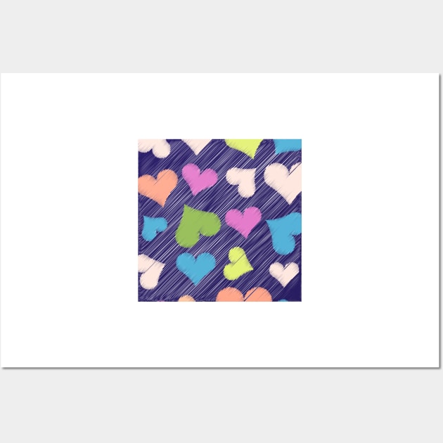 Scribble hearts pattern Wall Art by kallyfactory